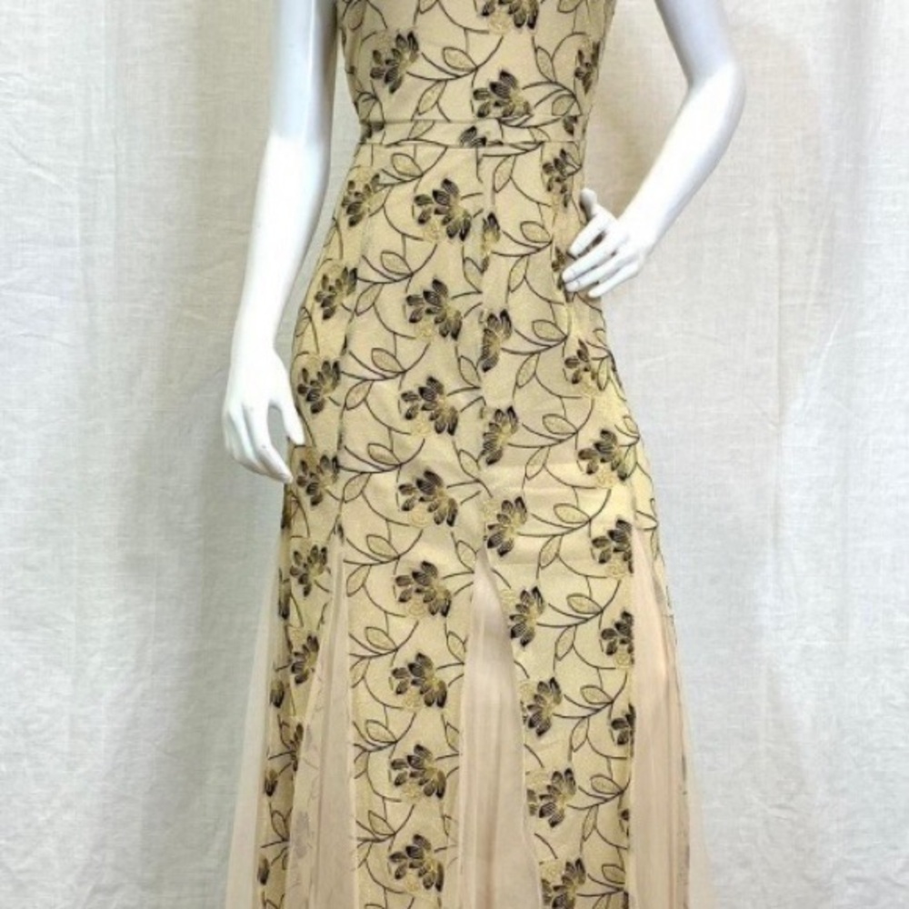 CANDALITE PETITE Gold Floral Party Dress - Picture 4 of 8